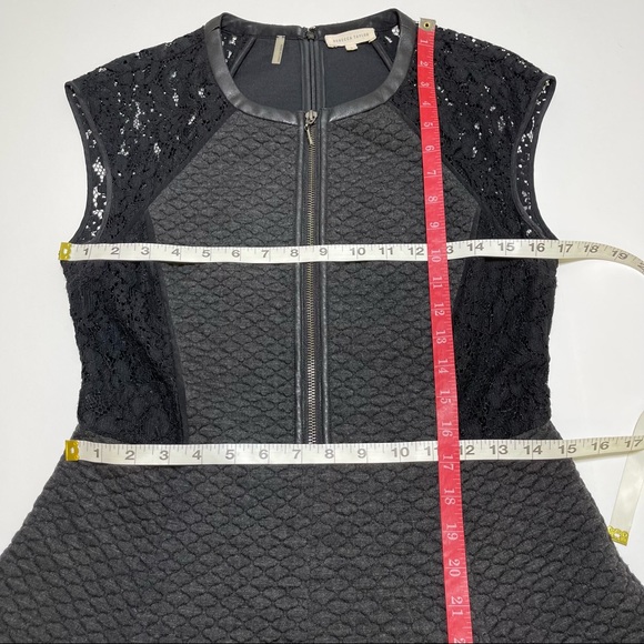 Rebecca Taylor Fit & Flare Quilted Lace Gray Black Dress Size 8 - Picture 12 of 13